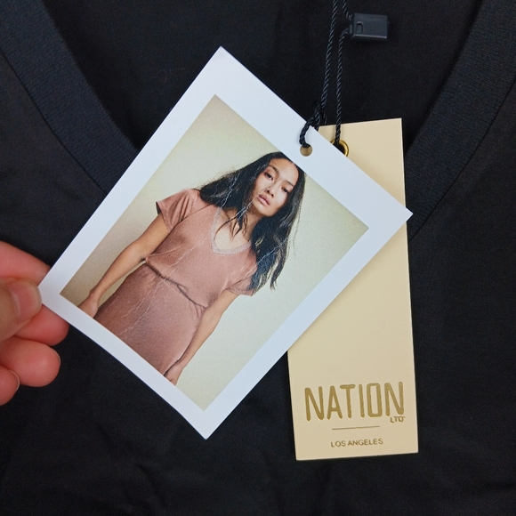 Nation Sport Wear June Santeen V-Neck Black Size XS Goth Black Fairy whimsigoth - Picture 2 of 8